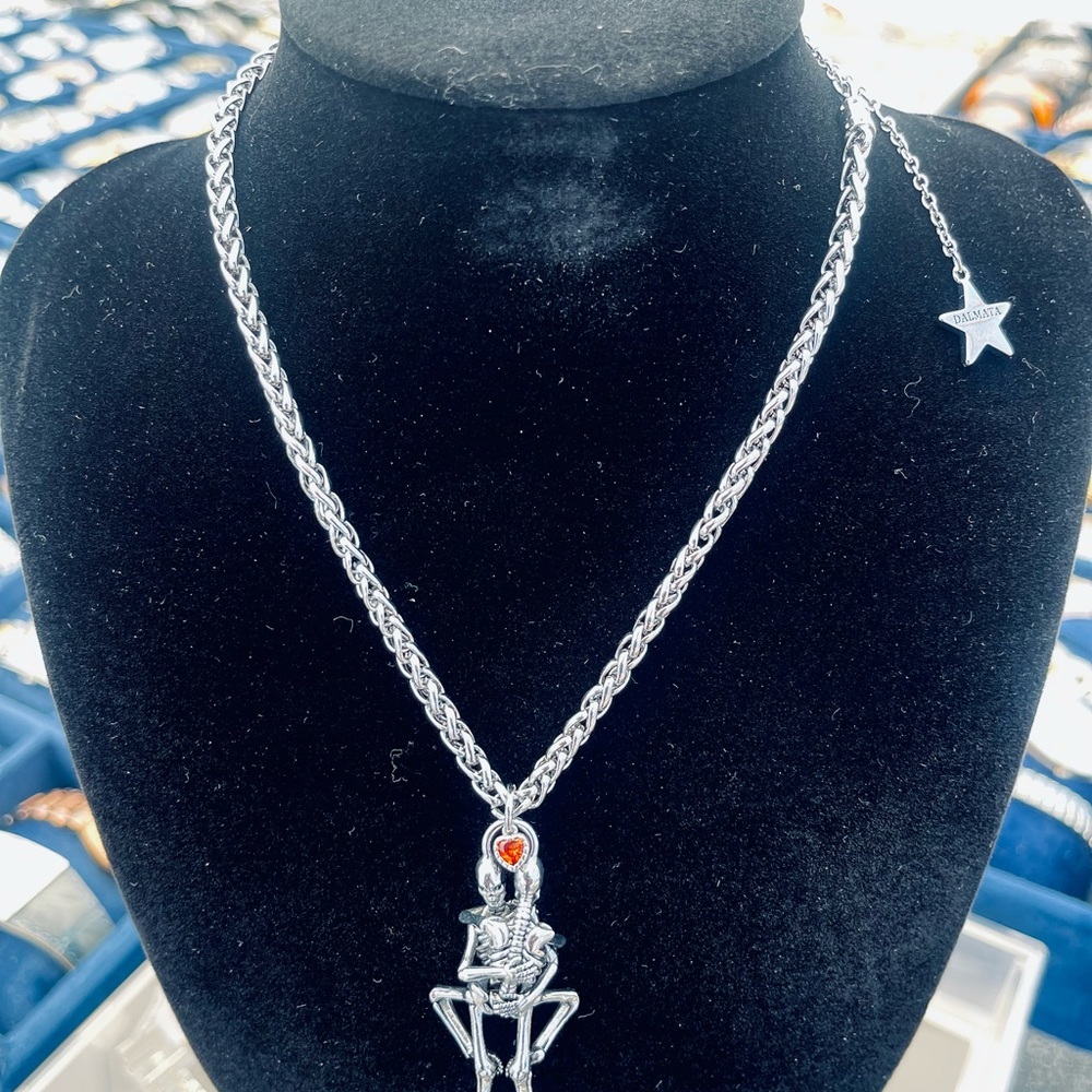 Silver Skeleton Pendant Necklace Dalmata